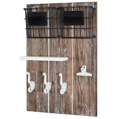 Wandpaneel mit Haken | 37 x 9 x 55 cm | Braun