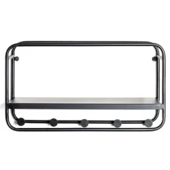Wandpaneel mit 5 Haken | 45 x 15 x 25 cm | Schwarz