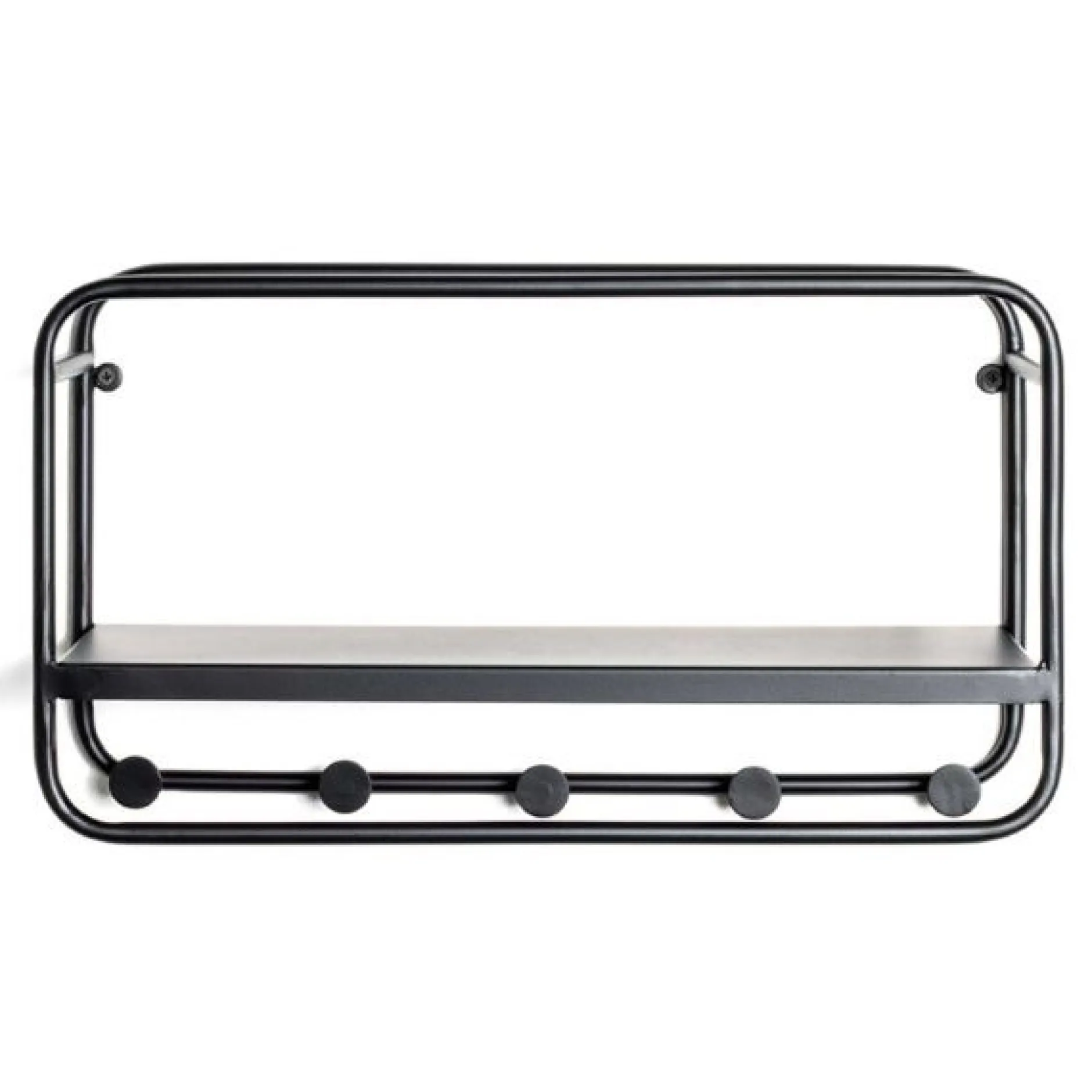 Wandpaneel mit 5 Haken | 45 x 15 x 25 cm | Schwarz
