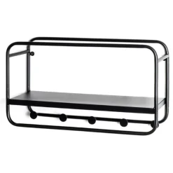 Wandpaneel mit 5 Haken | 45 x 15 x 25 cm | Schwarz