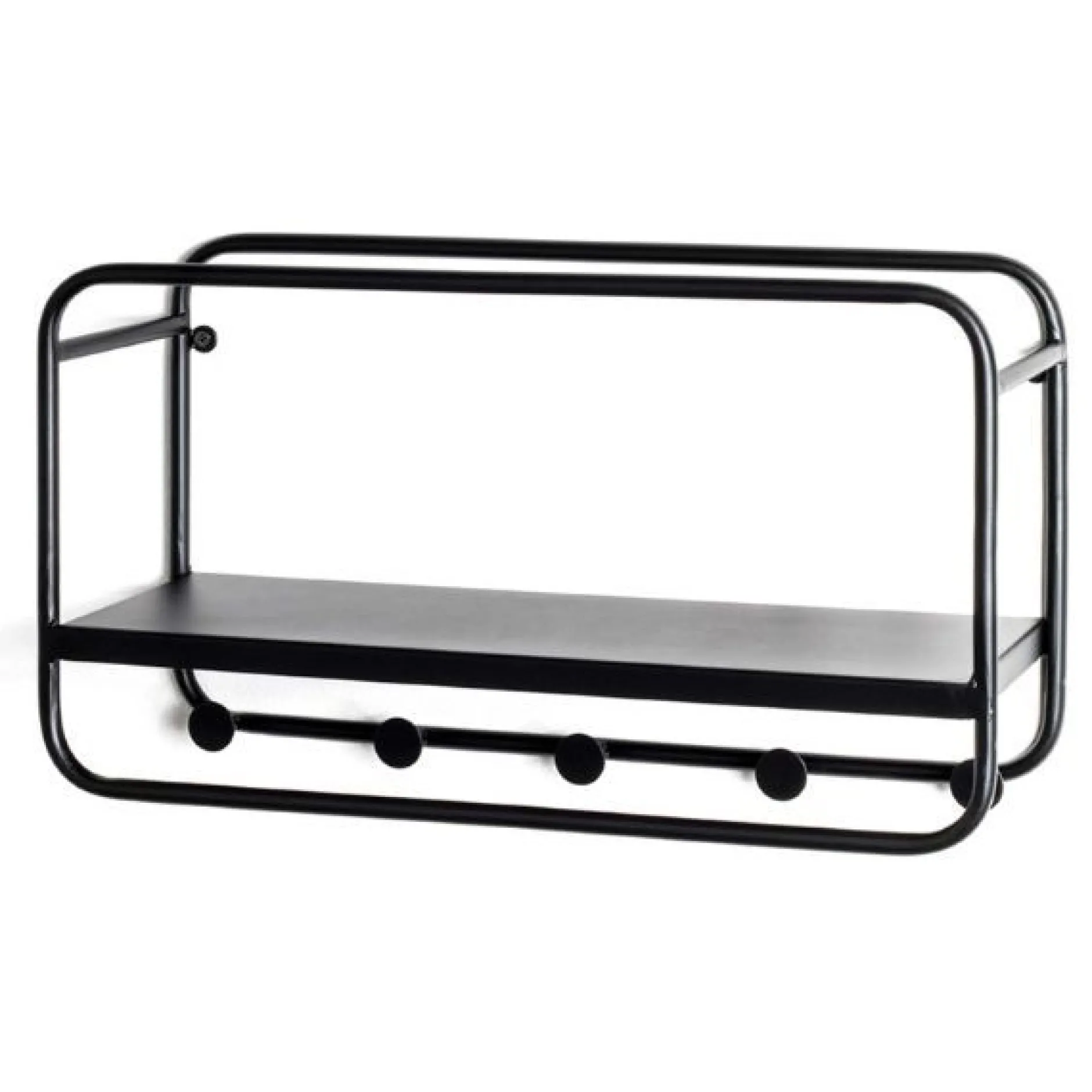 Wandpaneel mit 5 Haken | 45 x 15 x 25 cm | Schwarz