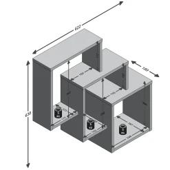 Wandregal Fibi mit 3 Fächern - Eiche