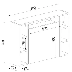 Wandschreibtisch Este - 90x20x60cm - mit Ablagefläche - weiß