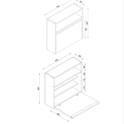 Wandschreibtisch Viola - 64x19x60cm - mit Ablagefläche - weiß