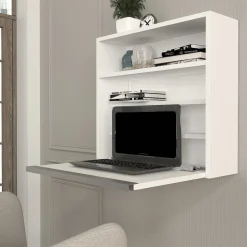 Wandschreibtisch Viola - 64x19x60cm - mit Ablagefläche - weiß