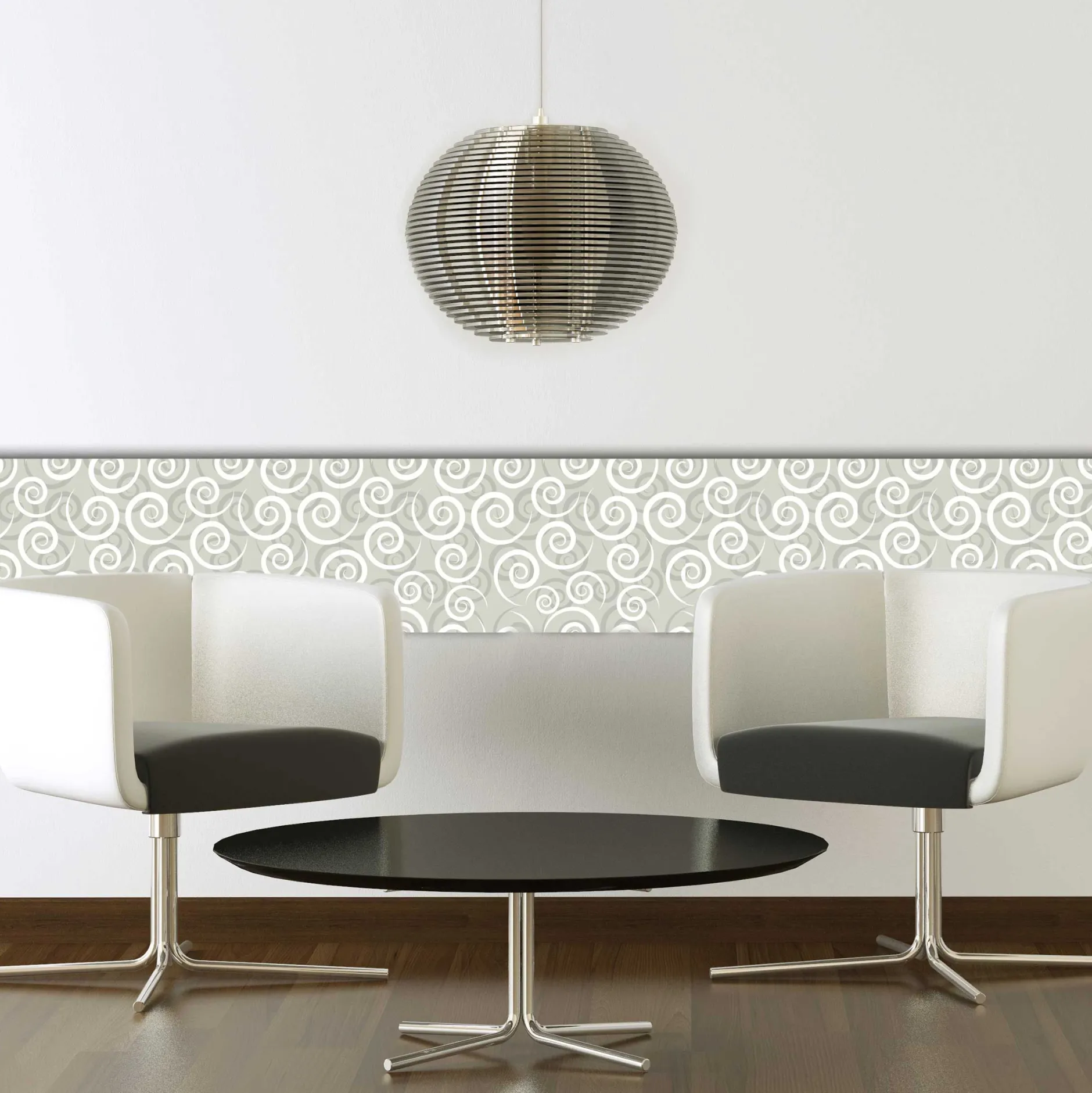 Wandsticker 3D Grey Swirl - Schaumsticker