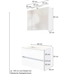Waschbeckenmöbel-Set Brama 80cm - wotan Eiche