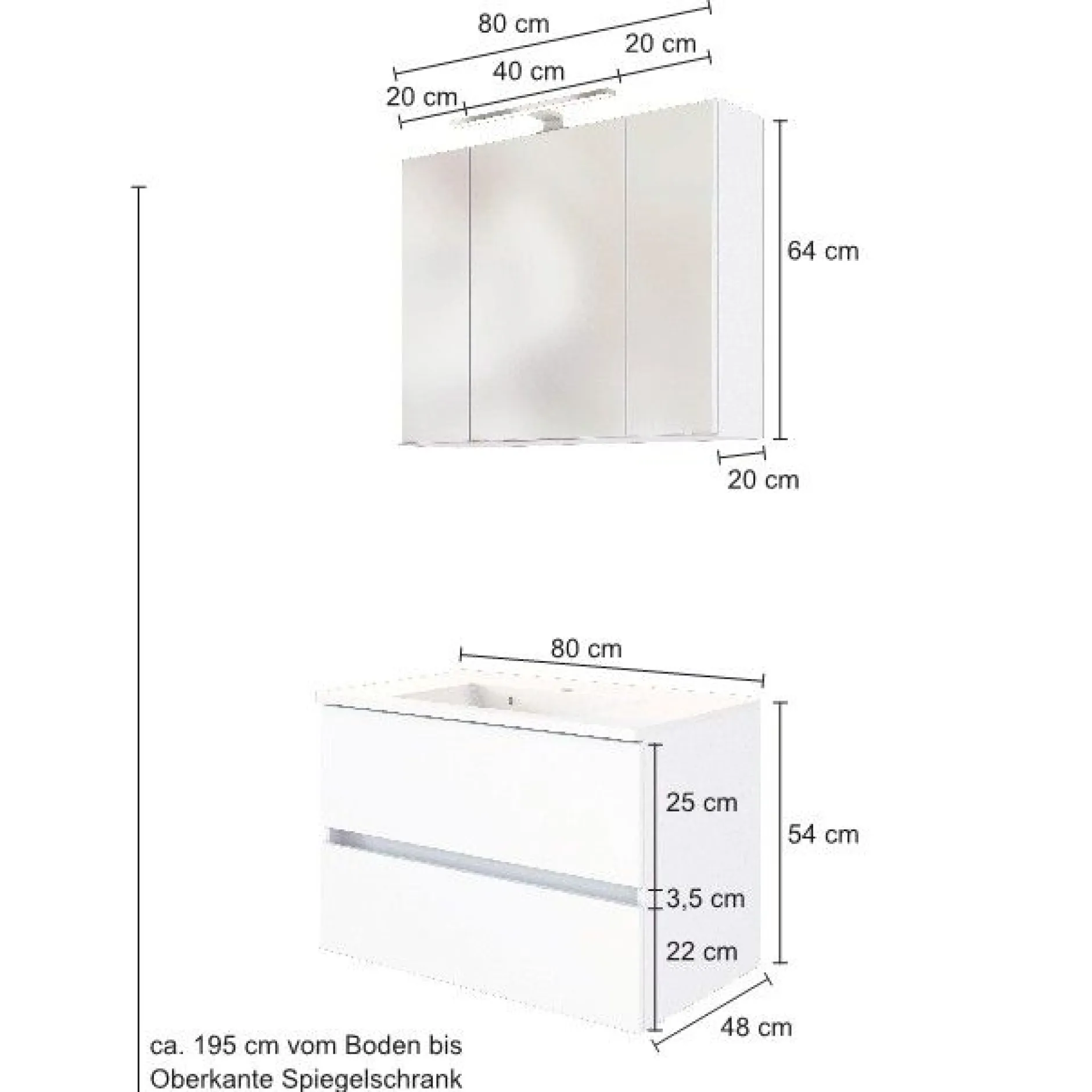 Waschbeckenmöbel-Set Brama 80cm - wotan Eiche