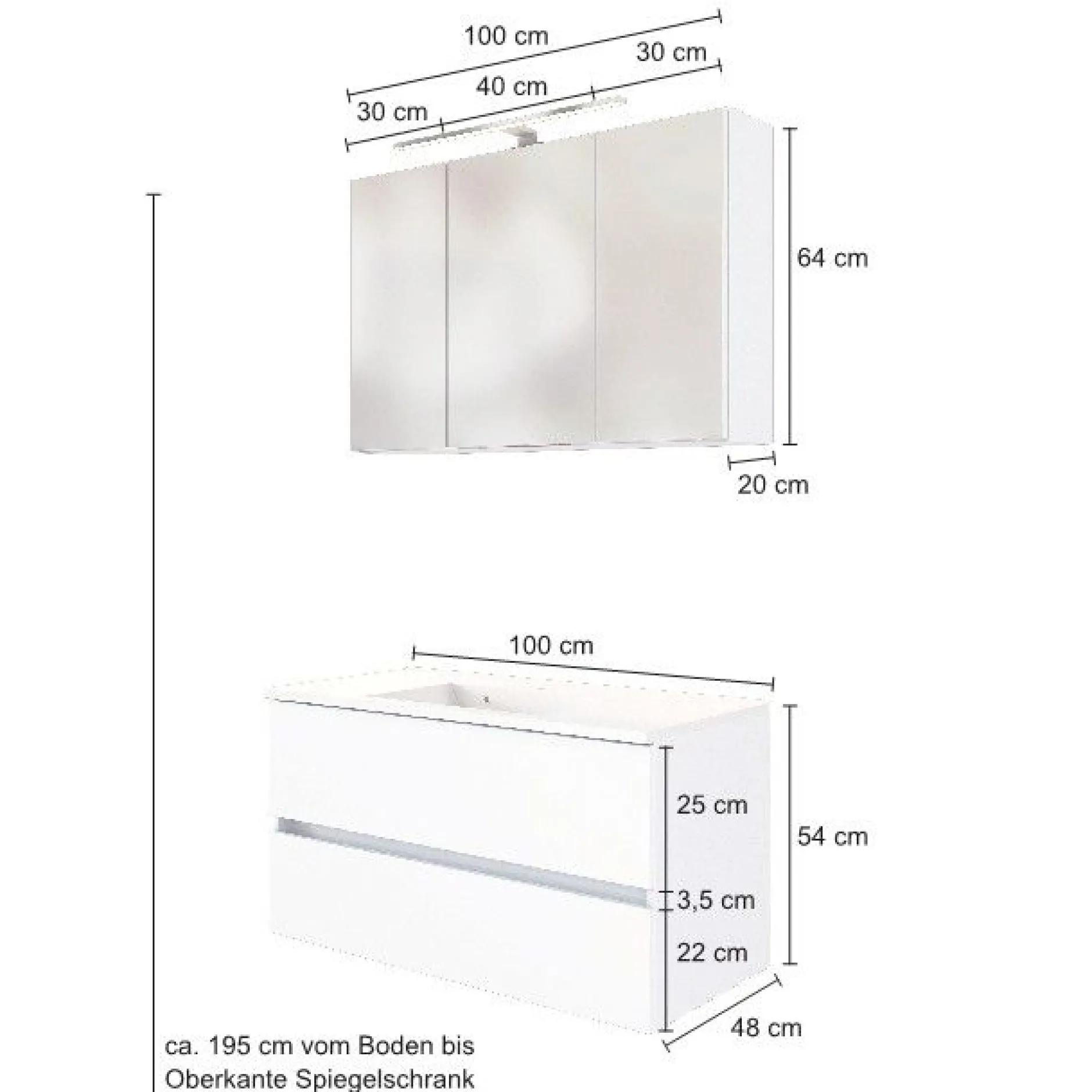 Waschbeckenmöbel-Set Brama 100cm - graphit/mattgrau