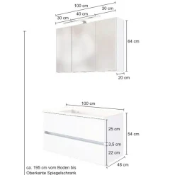 Waschbeckenmöbel-Set Brama 100cm - wotan Eiche