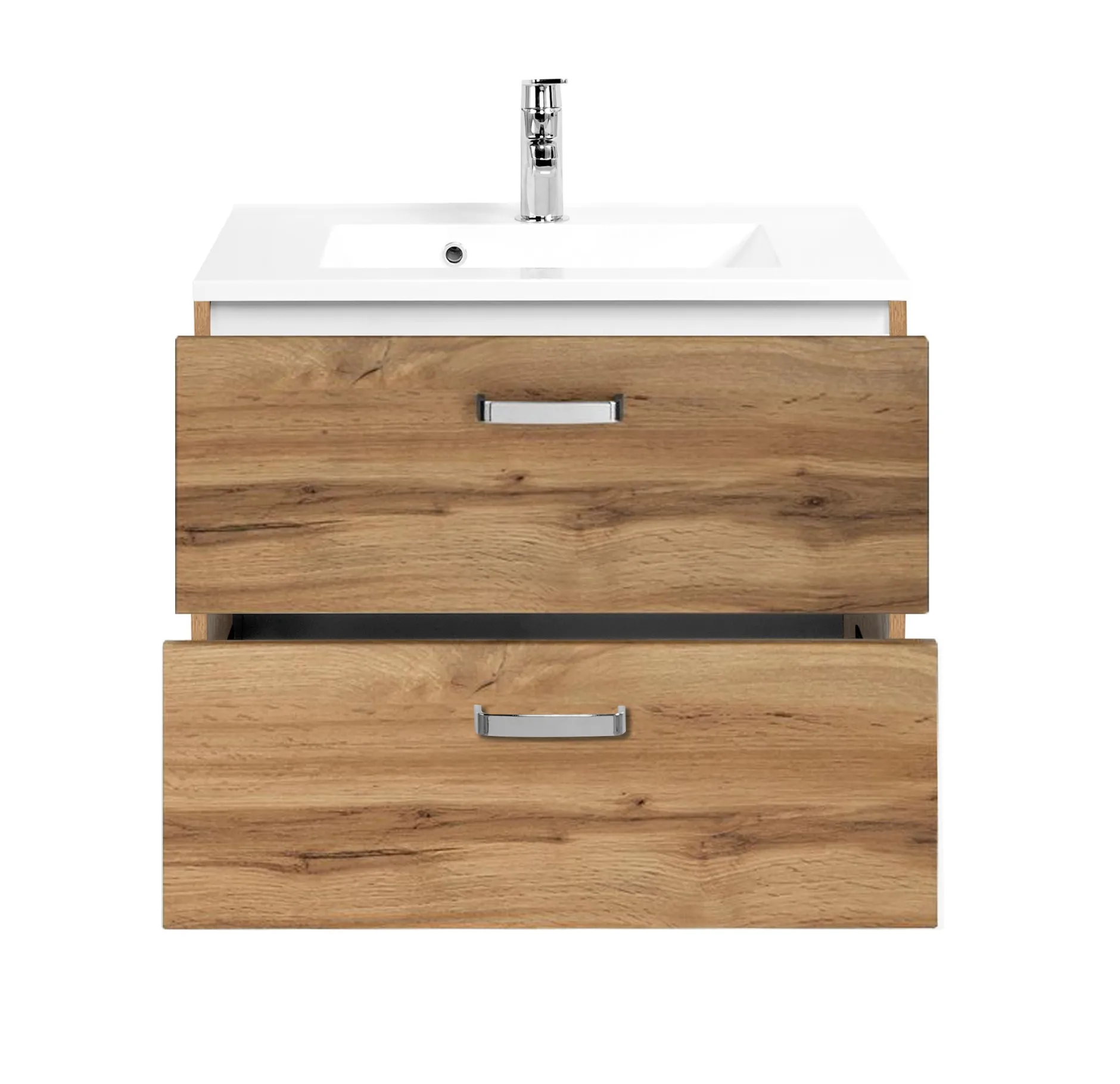Waschbeckenschrank Bobbi 70cm 2 Schubladen - Eiche