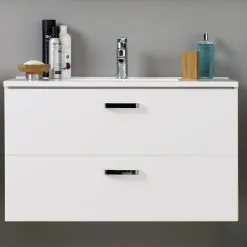 Waschbeckenschrank Bobbi 100cm 2 Schubladen - weiß