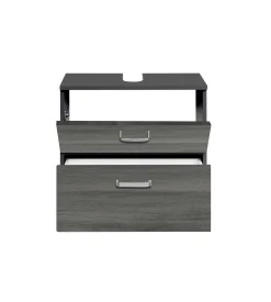 Waschbeckenschrank Bobbi 60cm 1 Tür und 1 Schublade - graphit/graue Eiche