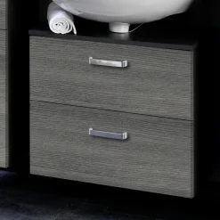 Waschbeckenschrank Bobbi 60cm 1 Tür und 1 Schublade - graphit/graue Eiche