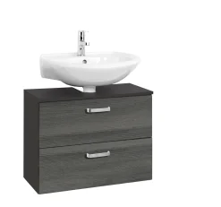 Waschbeckenschrank Bobbi 70cm 1 Tür und 1 Schublade - graphit/graue Eiche