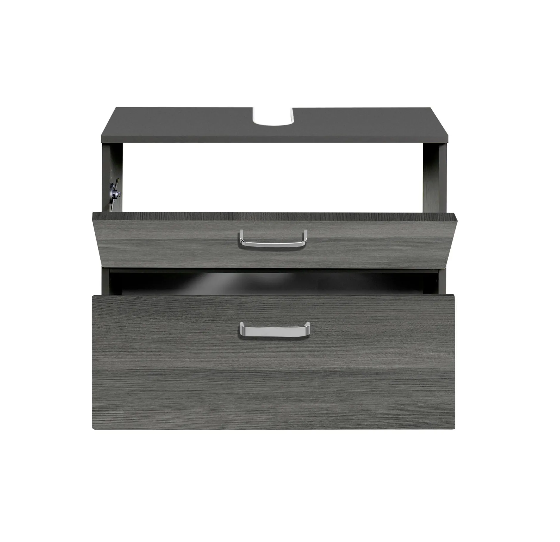 Waschbeckenschrank Bobbi 70cm 1 Tür und 1 Schublade - graphit/graue Eiche