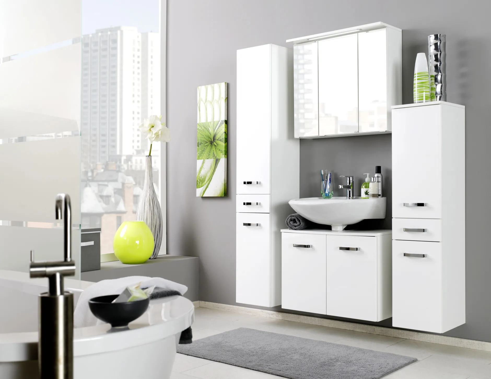 Waschbeckenschrank Bobbi 60cm 2 Türen - weiß
