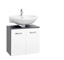 Waschbeckenschrank Bobbi 60cm 2-türig - graphit/hochglanz-weiß