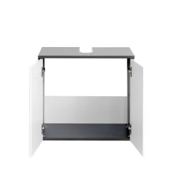 Waschbeckenschrank Bobbi 60cm 2-türig - graphit/hochglanz-weiß