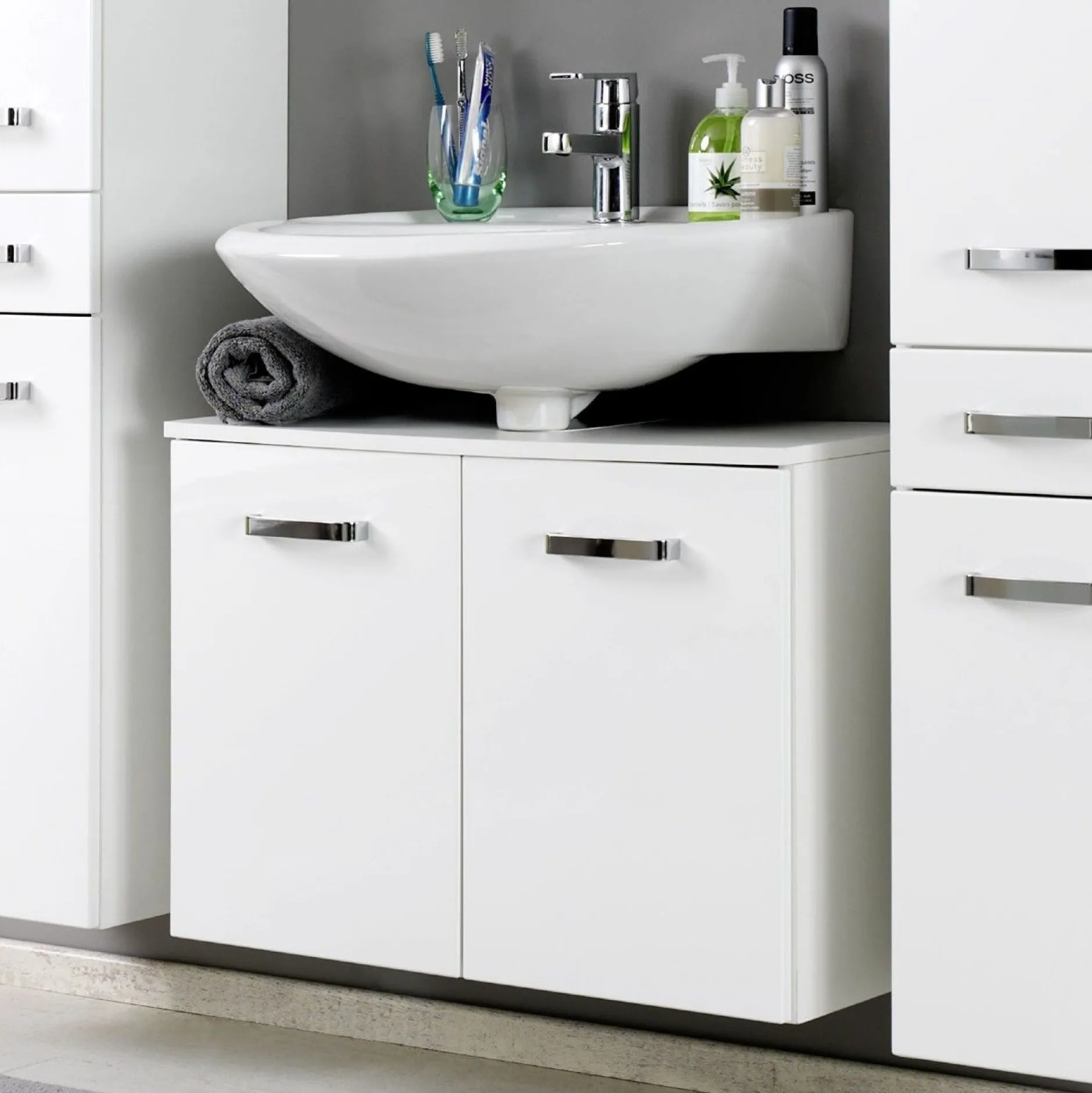 Waschbeckenschrank Bobbi 70cm 2 Türen - weiß
