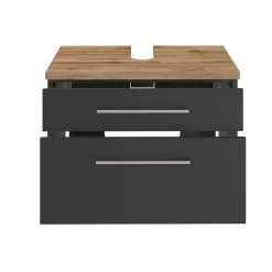 Waschbeckenschrank Dasa 60cm mit 2 Schubladen - graphit/mattgrau