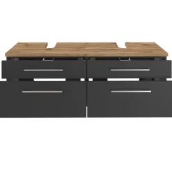 Waschbeckenschrank Dasa 120cm mit 4 Schubladen - graphit/mattgrau