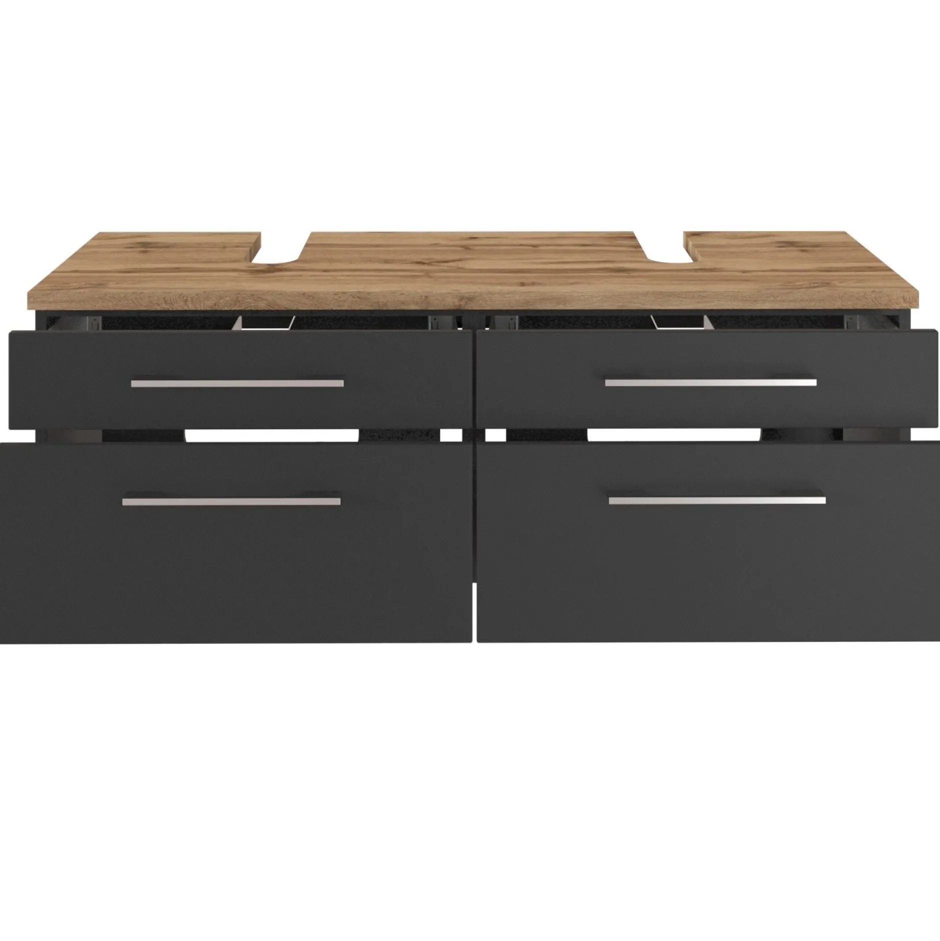 Waschbeckenschrank Dasa 120cm mit 4 Schubladen - graphit/mattgrau