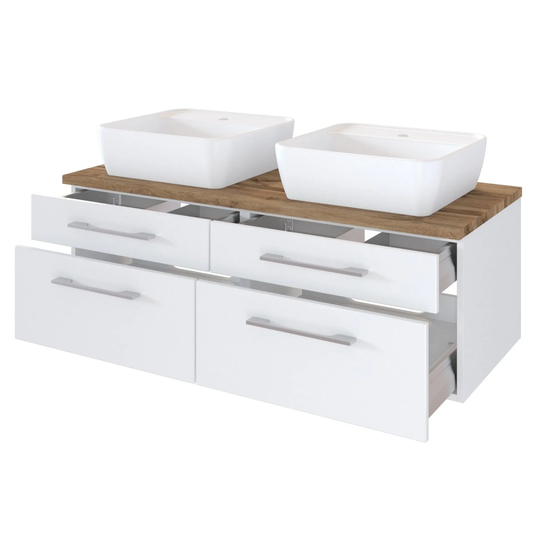 Waschbeckenschrank Dasa 120cm mit 4 Schubladen - weiß