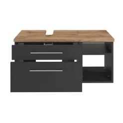 Waschbeckenschrank Dasa (links) 90cm mit 2 Schubladen - graphit/mattgrau