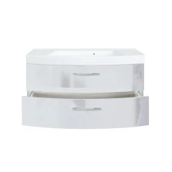 Waschbeckenschrank Florent gebogen 120cm 2 Schubladen - weiß