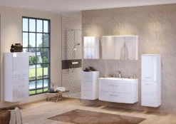 Waschbeckenschrank Florent gebogen 100cm 2 Schubladen - weiß