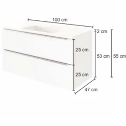 Waschbeckenschrank Hansen 100cm 2 Schubladen - weiß