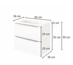 Waschbeckenschrank Hansen L60xD39cm 2 Schubladen - weiß
