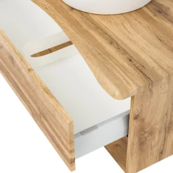 Waschbeckenschrank Karan 121cm mit zwei Waschbecken und zwei Schubladen - Eiche
