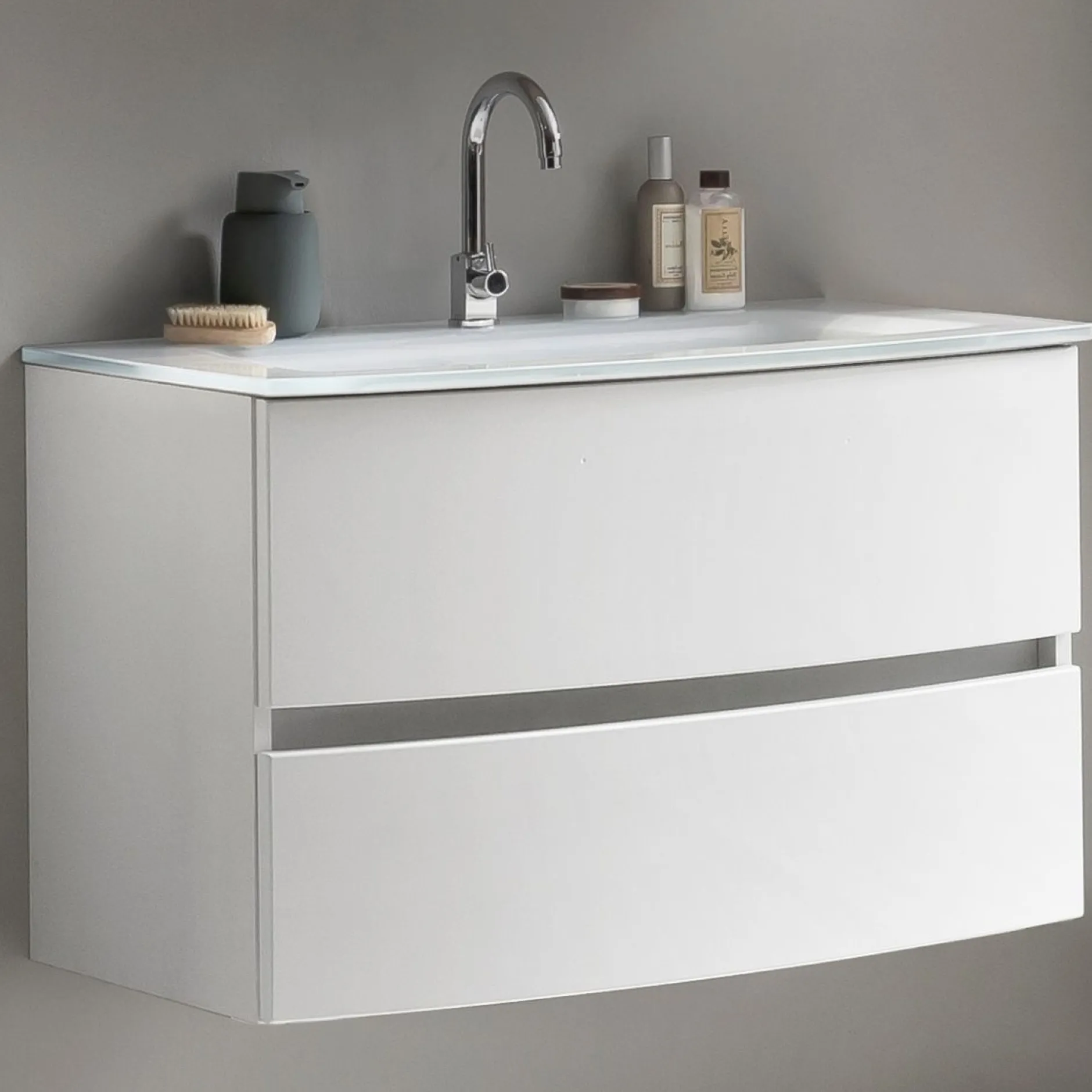 Waschbeckenschrank Kornel 80cm weißes Waschbecken - weiß