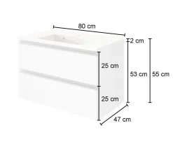 Waschbeckenschrank Lotuk 80cm 2 Schubladen - Eiche grau