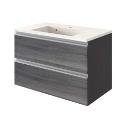 Waschbeckenschrank Lotuk 80cm 2 Schubladen - Eiche grau