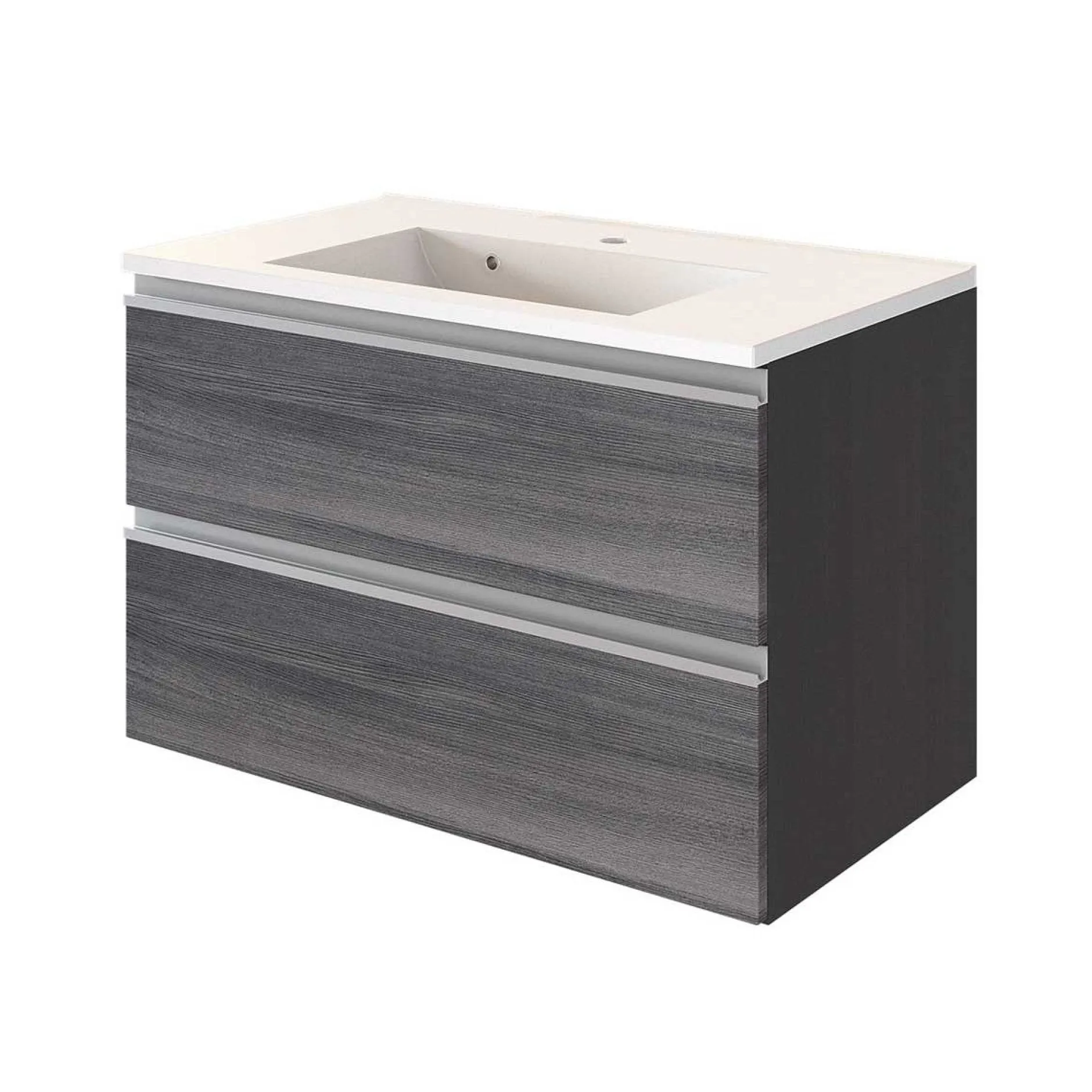 Waschbeckenschrank Lotuk 80cm 2 Schubladen - Eiche grau