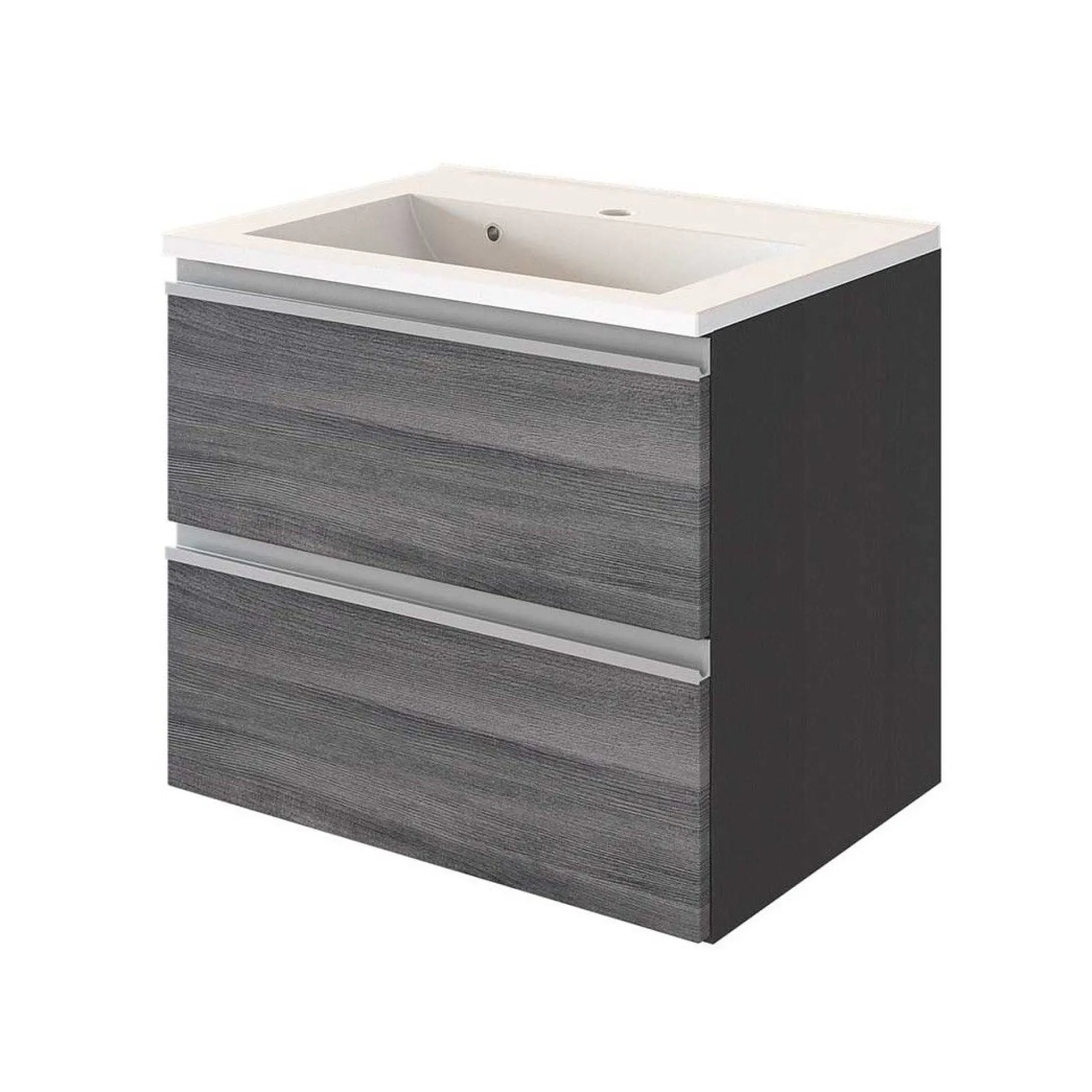 Waschbeckenschrank Lotuk L60xT48cm mit 2 Schubladen - Eiche grau