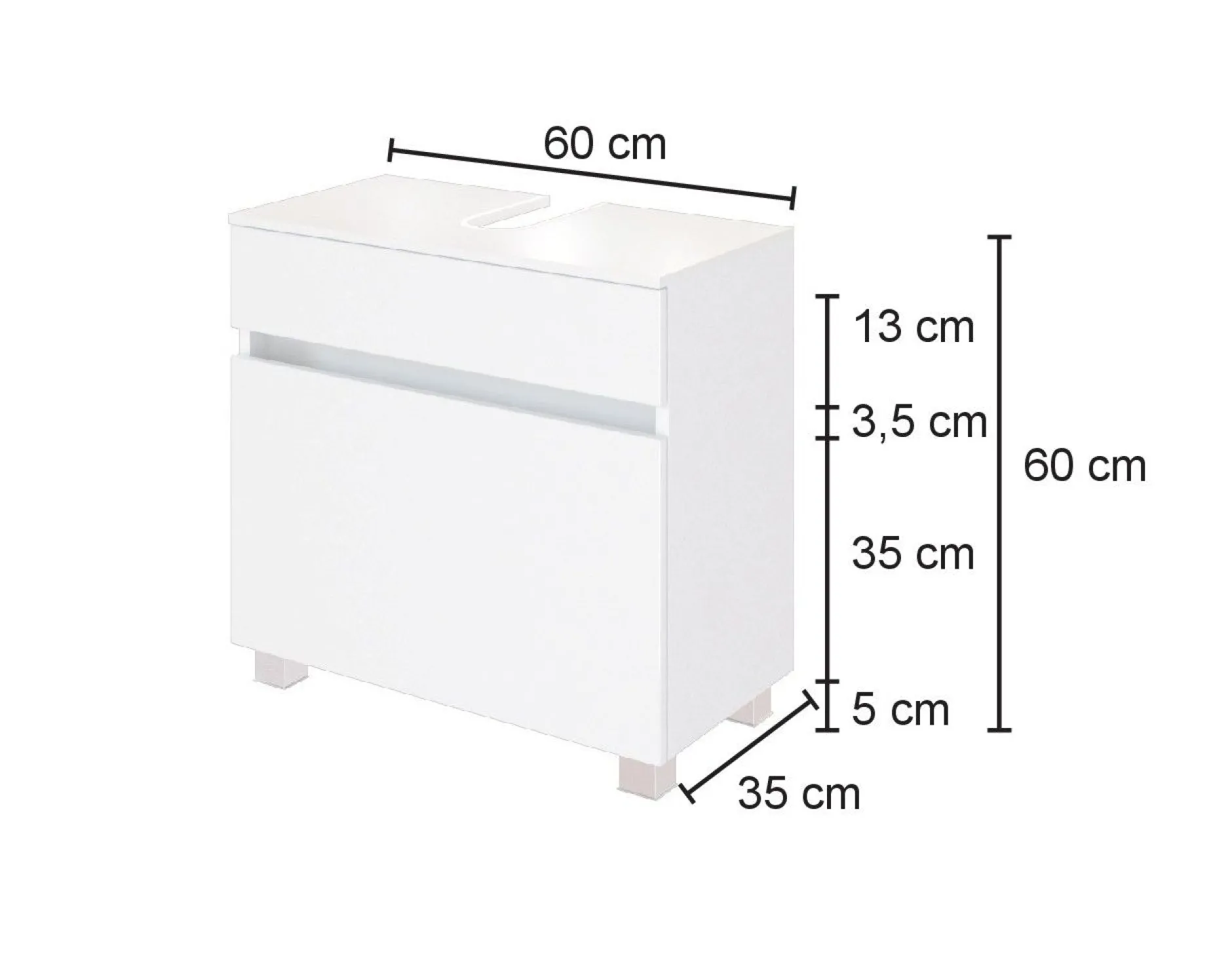 Waschbeckenschrank Luna 60cm 1 Schublade - Eiche/Weiß