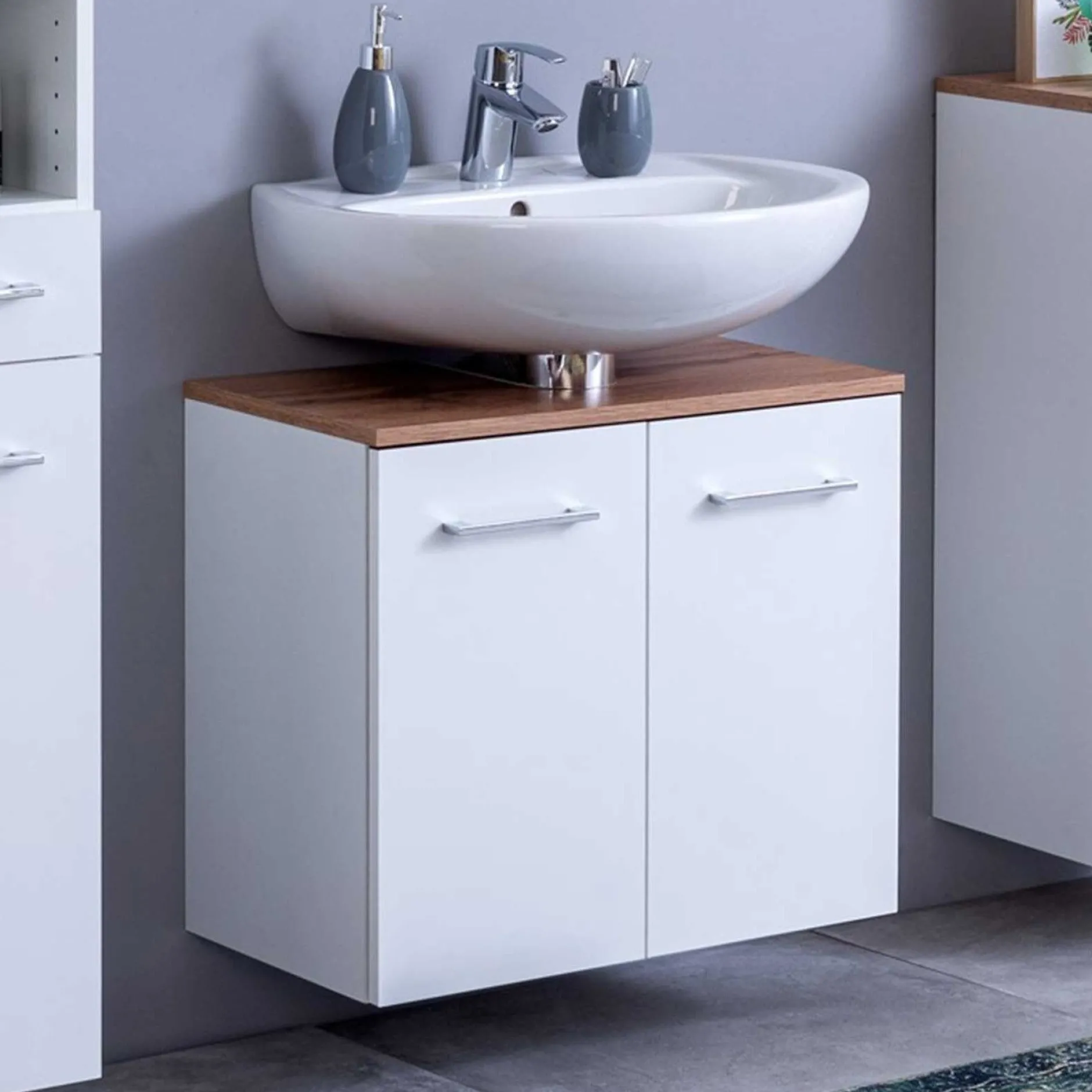 Waschbeckenschrank Pares 60cm 2 Schubladen - weiß