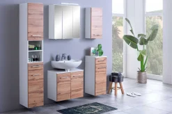 Waschbeckenschrank Pares 60cm 2 Schubladen - weiß/wotan eiche