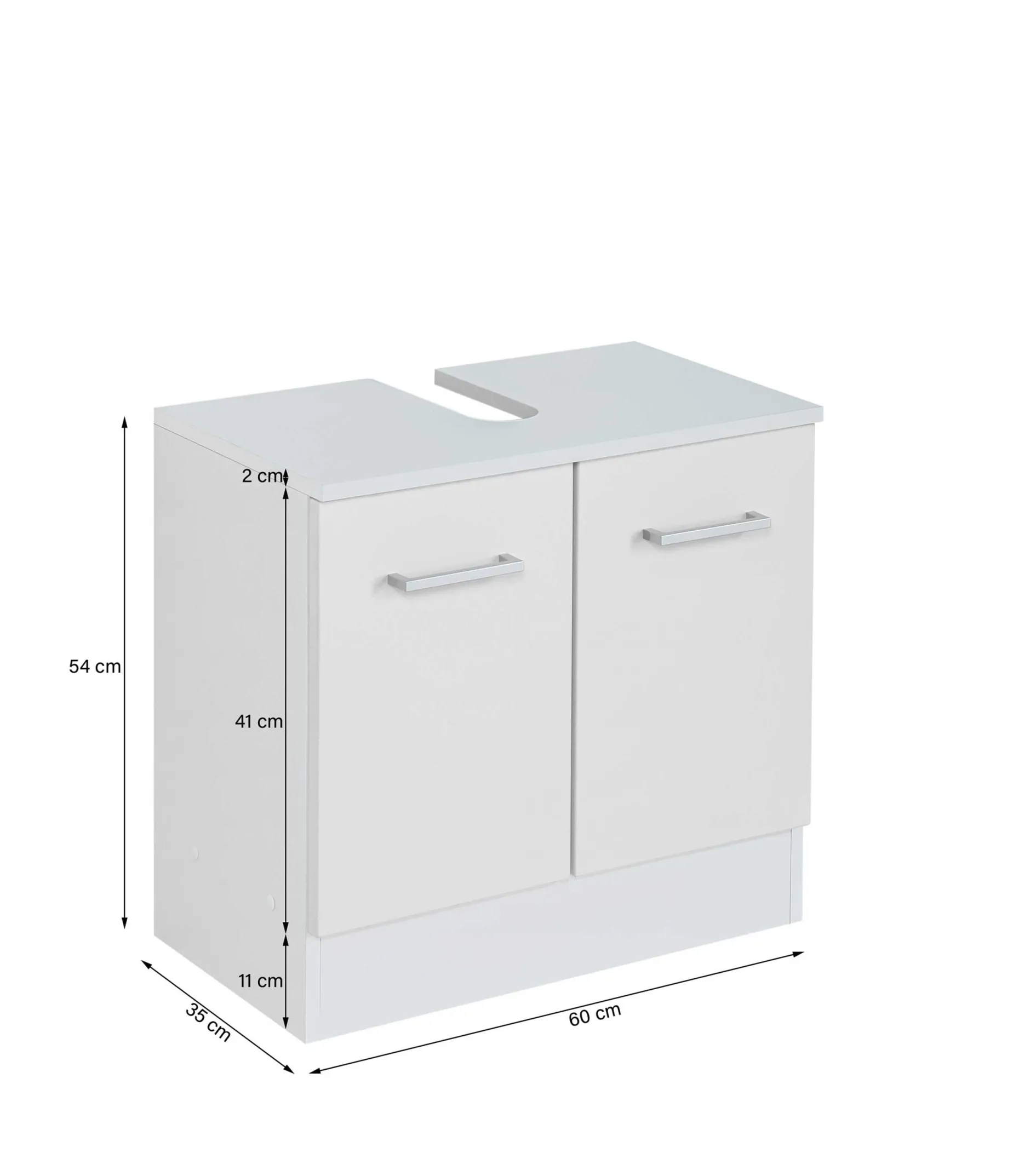 Waschbeckenschrank Ricca 60cm 2 Türen - weiß/hellgrau