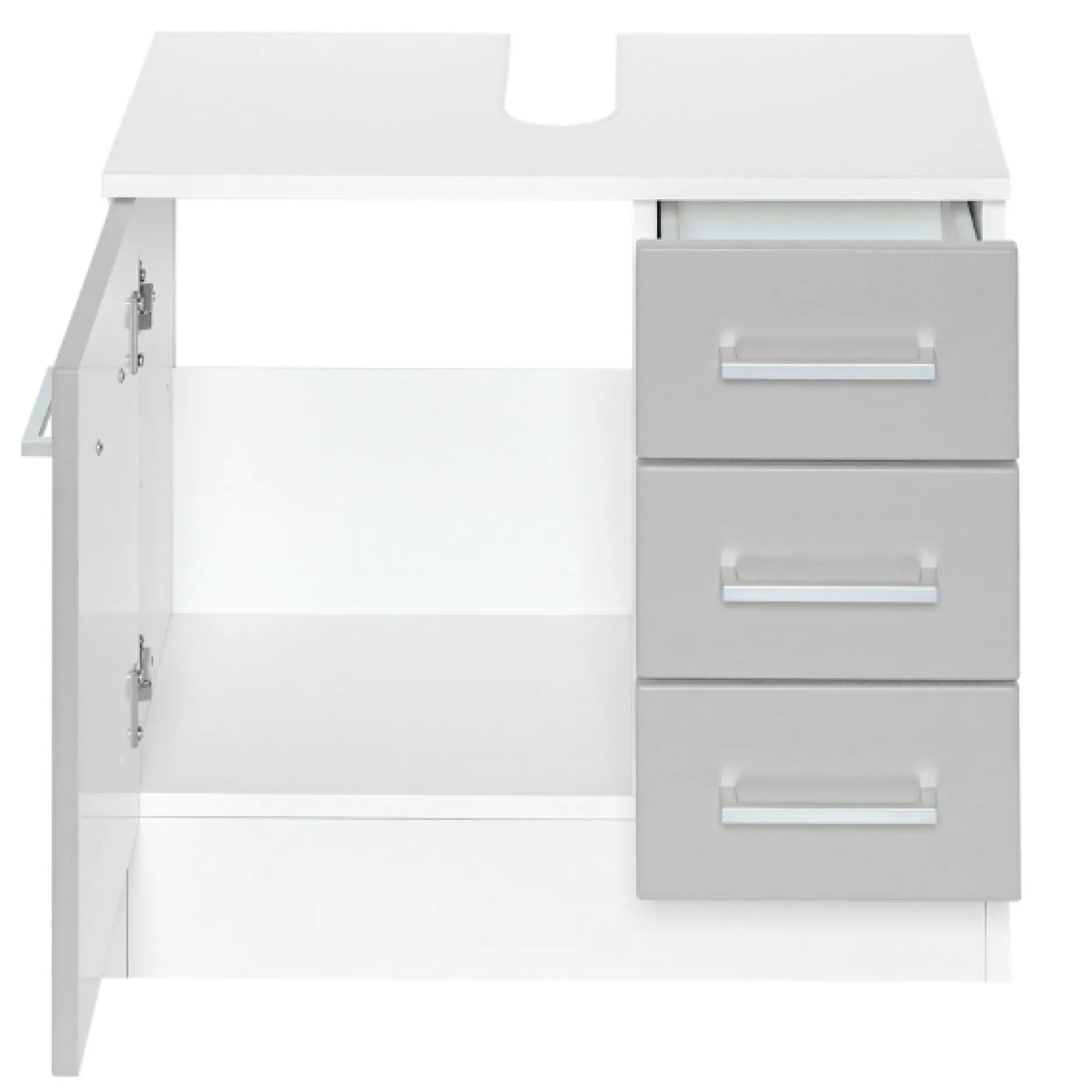 Waschbeckenschrank Ricca 60cm 1 Tür und 3 Schubladen - weiß/hellgrau