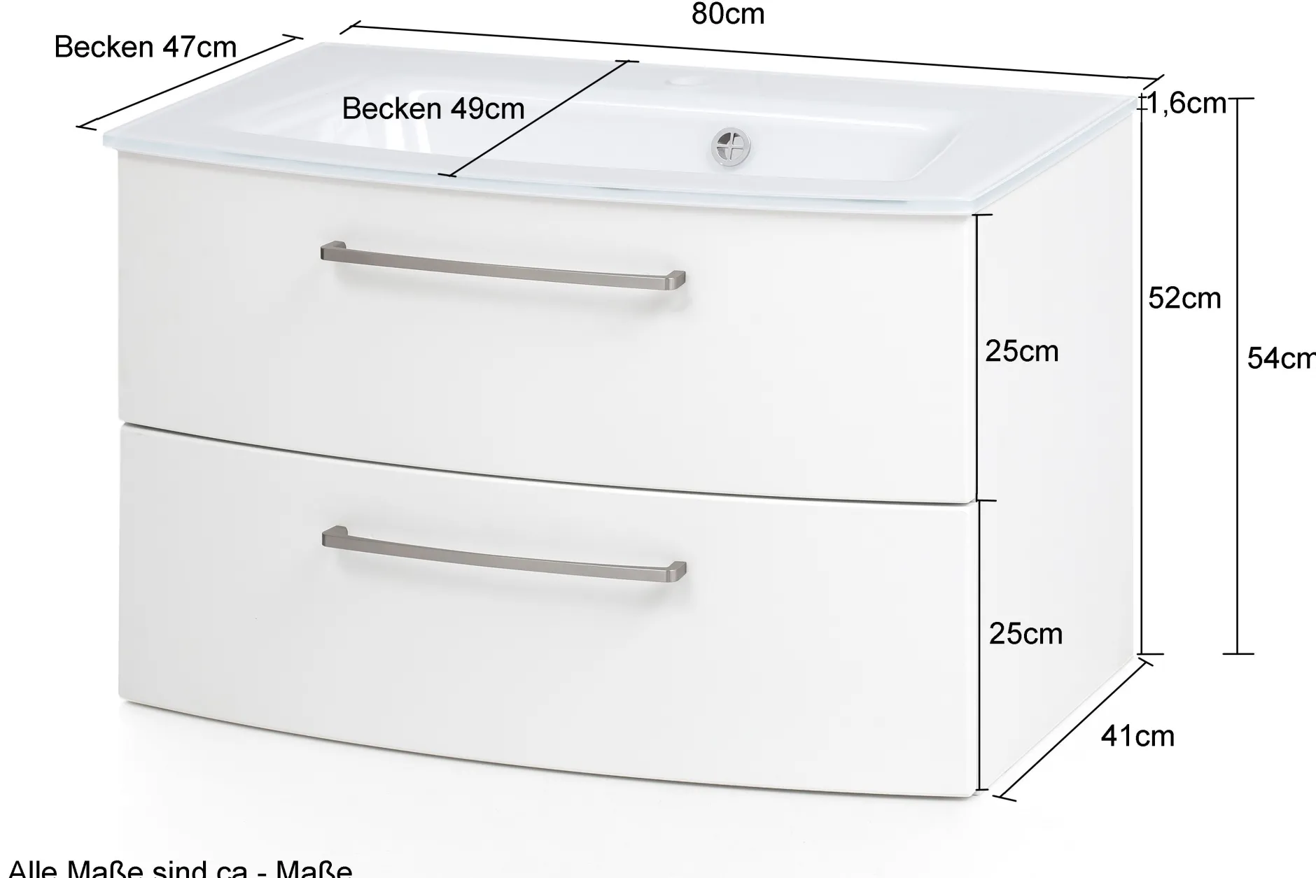 Waschbeckenschrank Stivan 80cm grau Waschbecken - Beton
