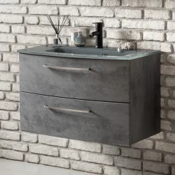 Waschbeckenschrank Stivan 80cm grau Waschbecken - Beton