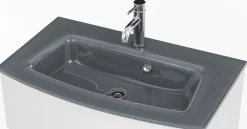 Waschbeckenschrank Stivan 80cm grau Waschbecken - weiß