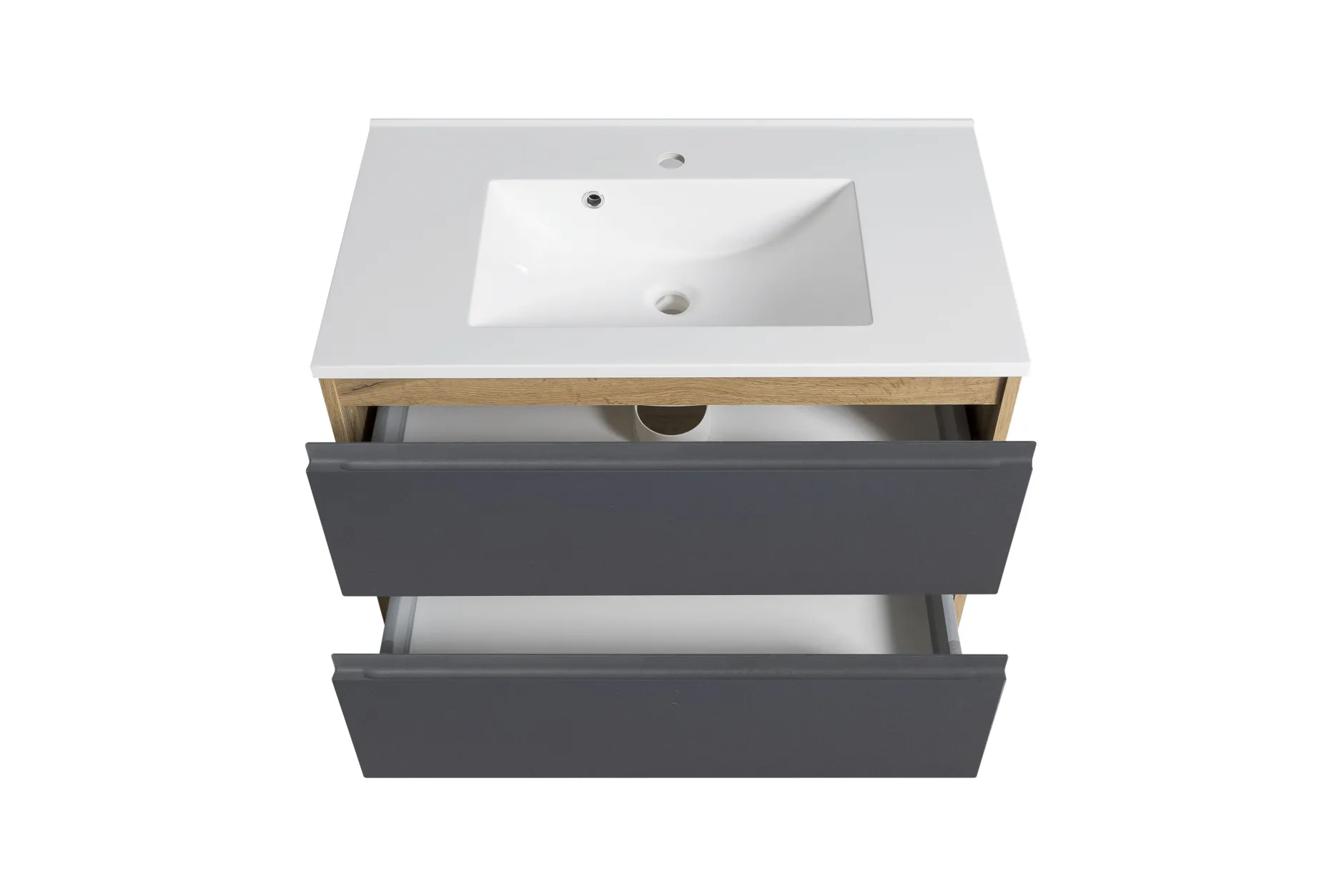 Waschbeckenschrank Varese | 80 x 47 x 56 cm | Wotan Oak / Grey