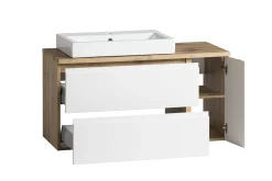 Waschbeckenschrank Varese | 105 x 47 x 65 cm | Wotan Oak / Weiß