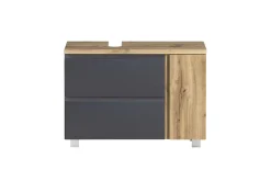Waschbeckenschrank Varese | 85 x 35 x 56 cm | Wotan Oak / Grau